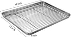 Stainless Steel Baking Sheet & Cooling Rack Set with Silicone Mats – 6 Piece (16 x 12 Inch)