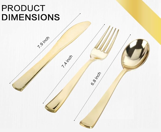 350-Piece Gold Disposable Dinnerware Set – Serves 50 Guests