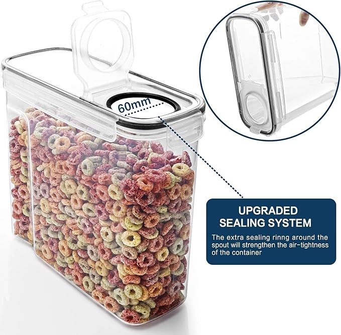 Airtight Cereal Container Set – 6-Pack, 4L / 135.2oz Each with Measuring Tools