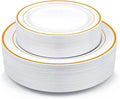 Gold Rim Plastic Plates – 100-Piece Set (50 Dinner + 50 Dessert Plates)