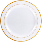 Gold Rim Plastic Plates – 100-Piece Set (50 Dinner + 50 Dessert Plates)