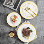 Gold Rim Plastic Plates – 100-Piece Set (50 Dinner + 50 Dessert Plates)