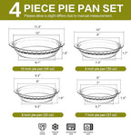 Glass Pie Plates with Handles – 4-Pack Set (7", 8", 9", 10")