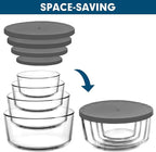 Round Glass Food Storage Containers with Lids – 8-Pack (1, 2, 4 & 7-Cup)