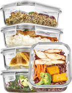 5-Pack 22oz Glass Meal Prep Containers with Snap Lids – Grey