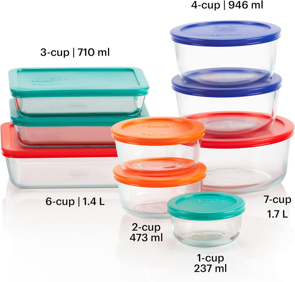 9-Pack Mixed Size Glass Food Storage Set with Lids