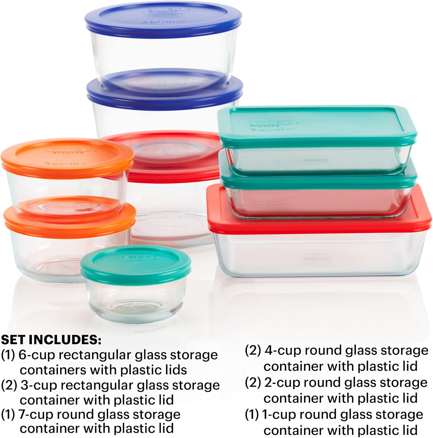 9-Pack Mixed Size Glass Food Storage Set with Lids