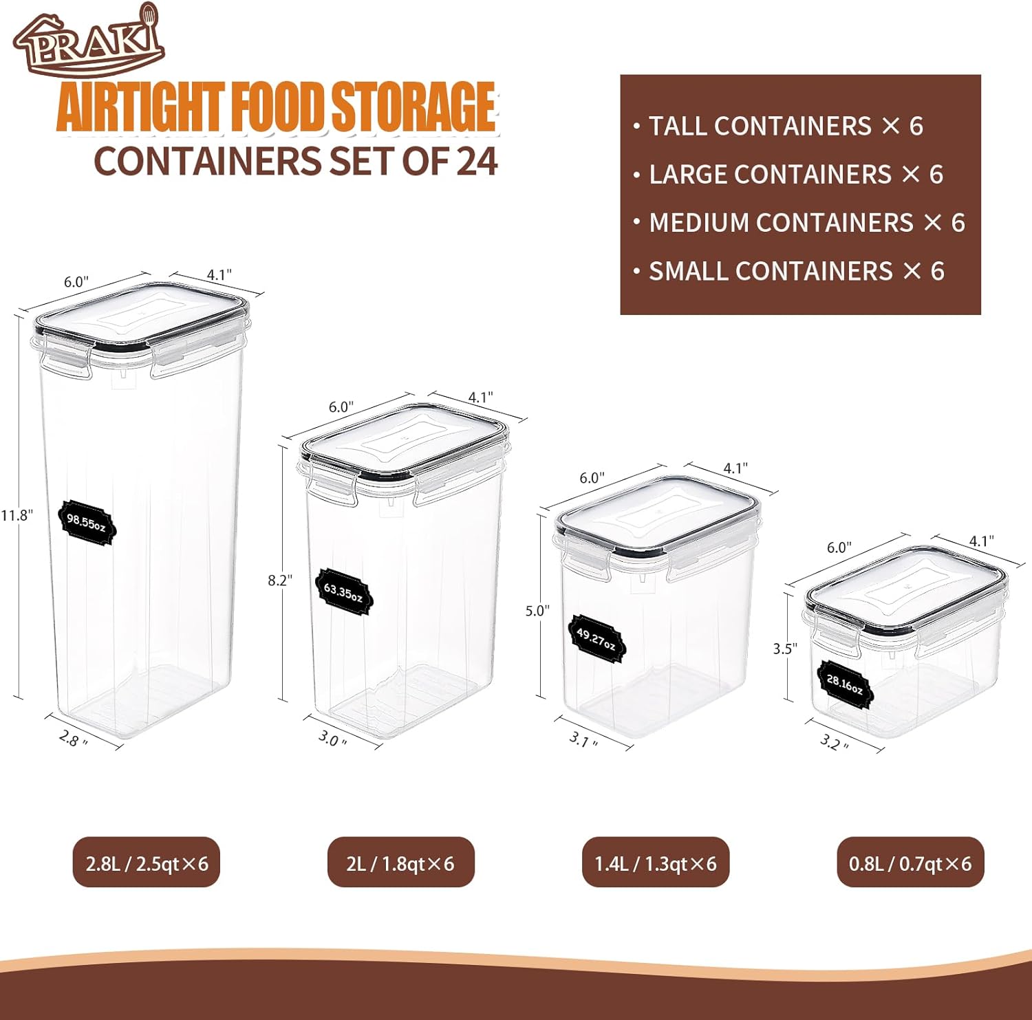 24-Piece Airtight Food Storage Canister Set with Lids, Labels & Marker