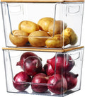 2-Pack Large Clear Storage Bins with Bamboo Lids – Pantry & Kitchen Organizer
