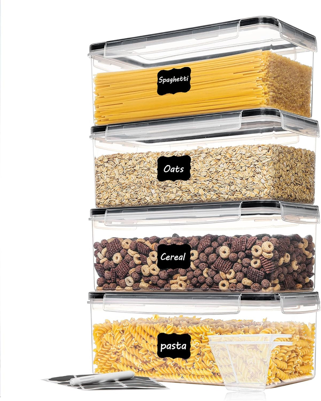 4-Piece Airtight Pasta & Spaghetti Storage Containers with Lids – 3.2L Set