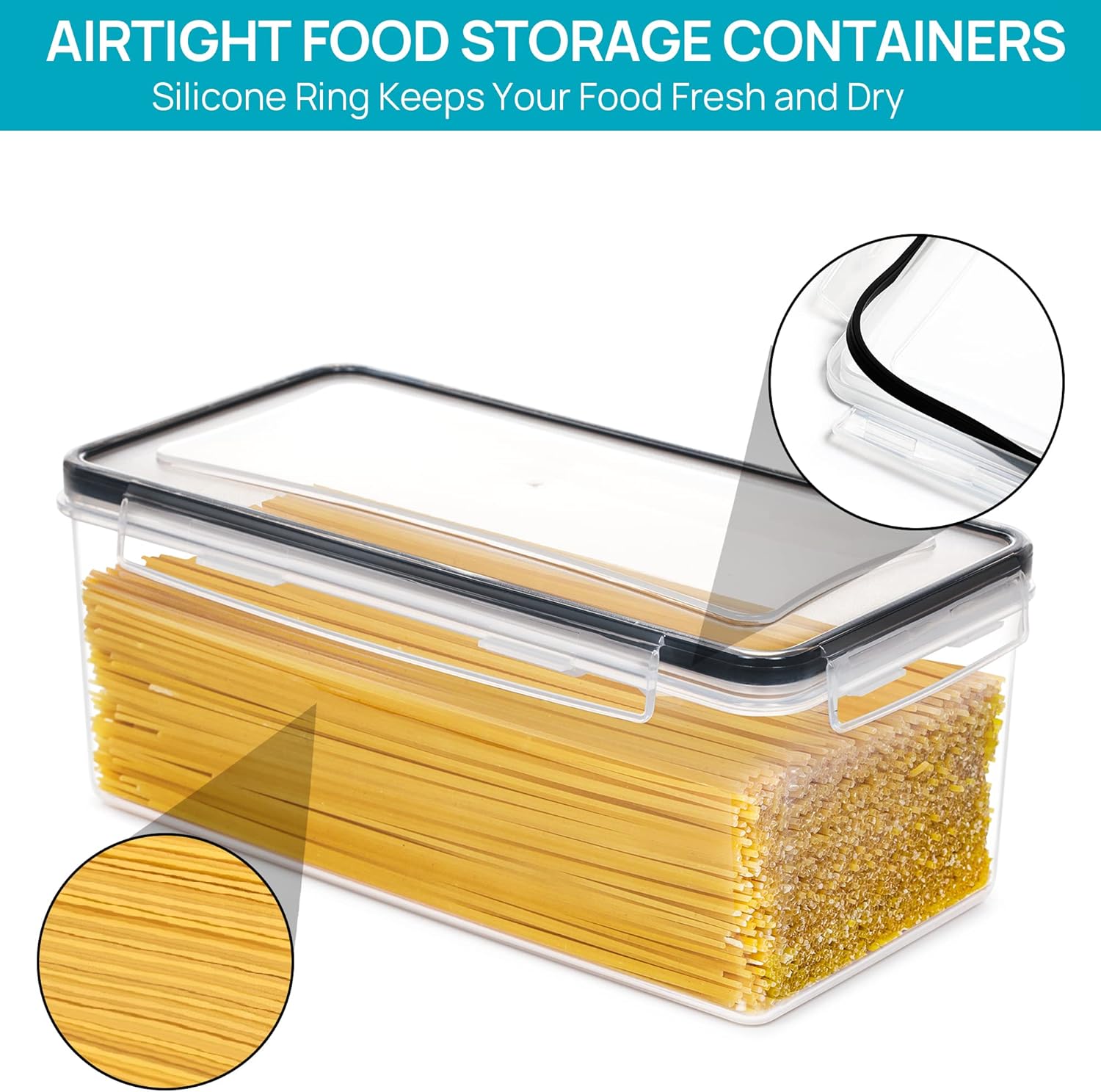 4-Piece Airtight Pasta & Spaghetti Storage Containers with Lids – 3.2L Set