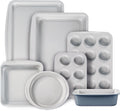 7-Piece Nonstick Bakeware Set – Cookie Sheet, Muffin, Bread, Cake & Roasting Pans | Grey & Blue