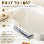22-Piece Nonstick Bakeware Set with Silicone Handles – 450°F Oven Safe | Cream