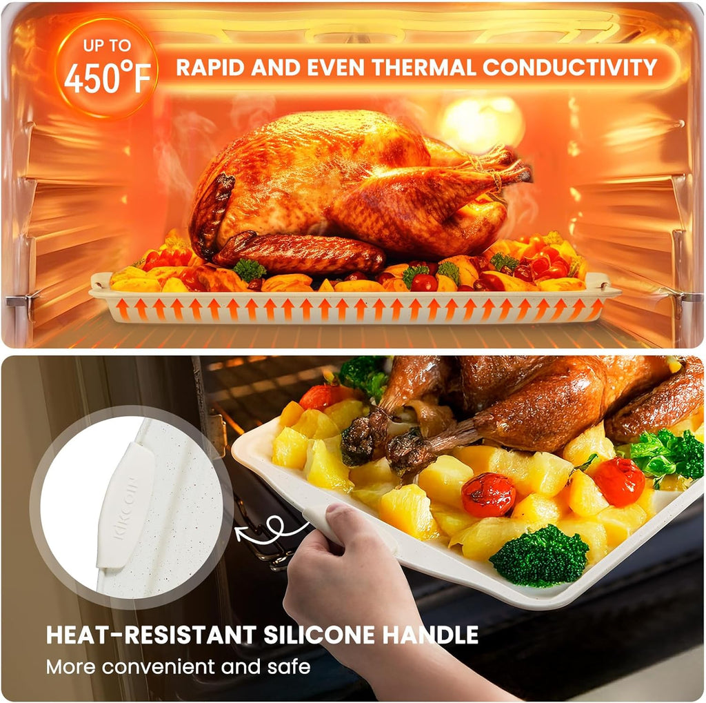 22-Piece Nonstick Bakeware Set with Silicone Handles – 450°F Oven Safe | Cream