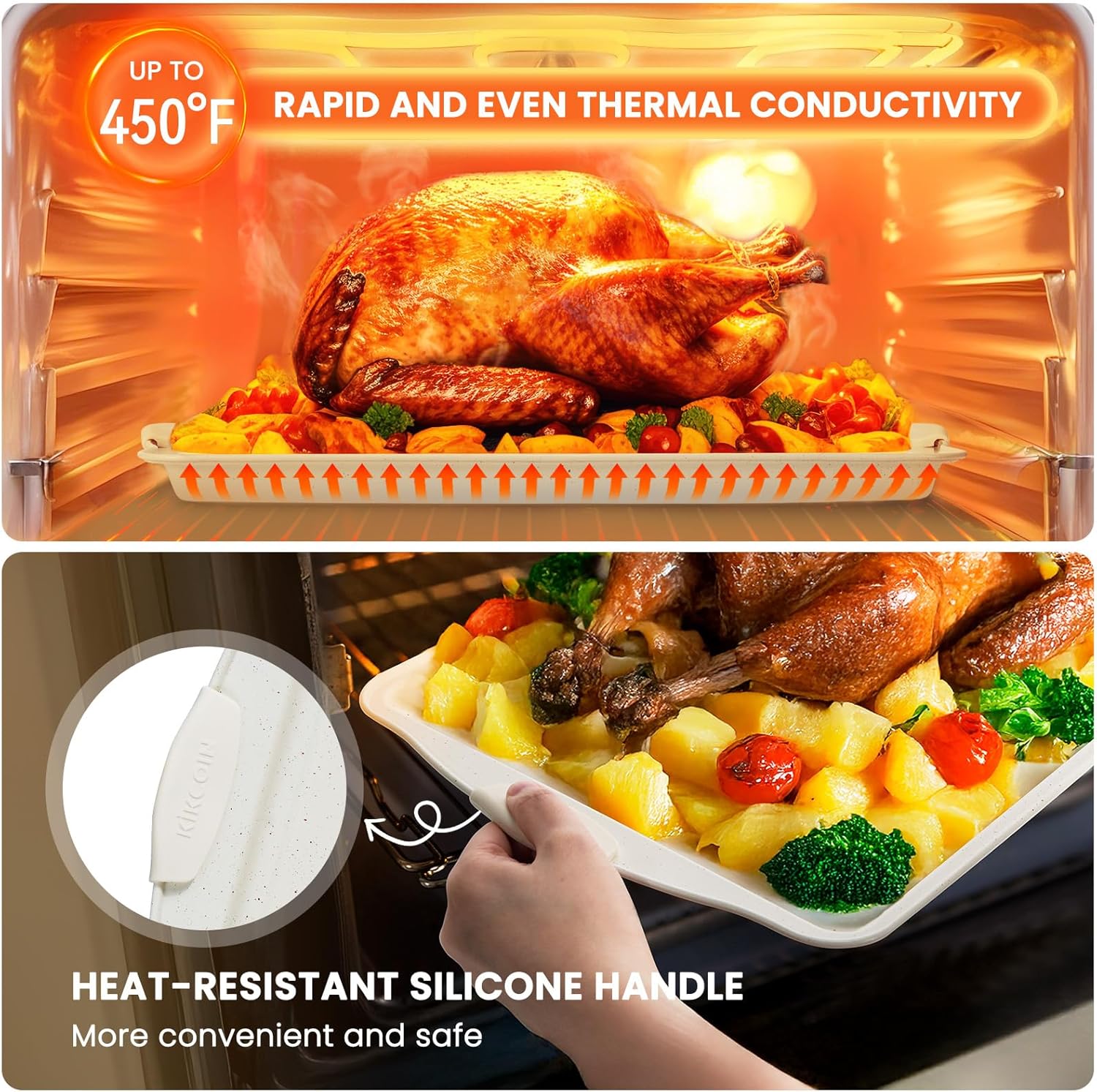 22-Piece Nonstick Bakeware Set with Silicone Handles – 450°F Oven Safe | Cream