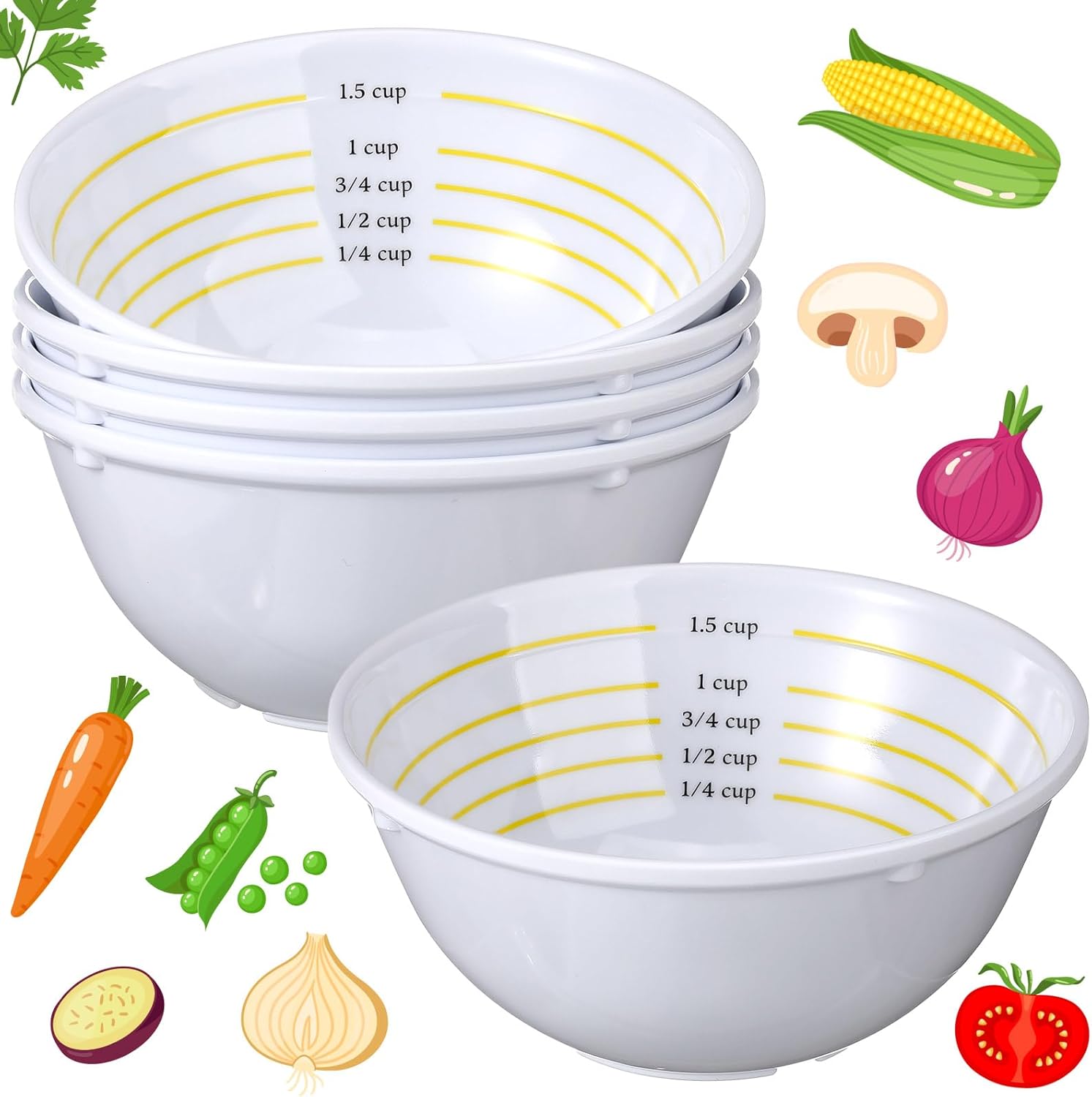 4-Piece Portion Control Bowl Set – Measuring Bowls for Healthy Eating | Classic Style