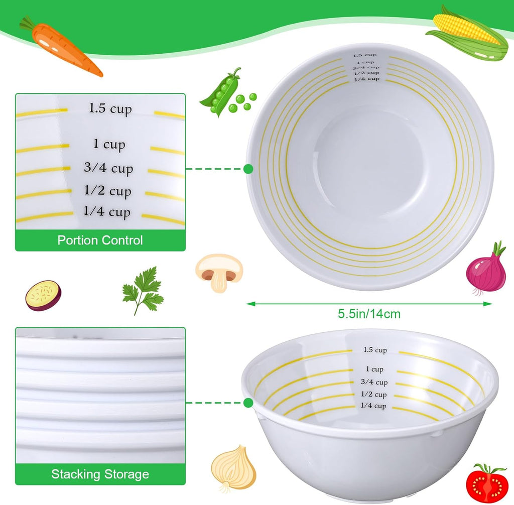 4-Piece Portion Control Bowl Set – Measuring Bowls for Healthy Eating | Classic Style