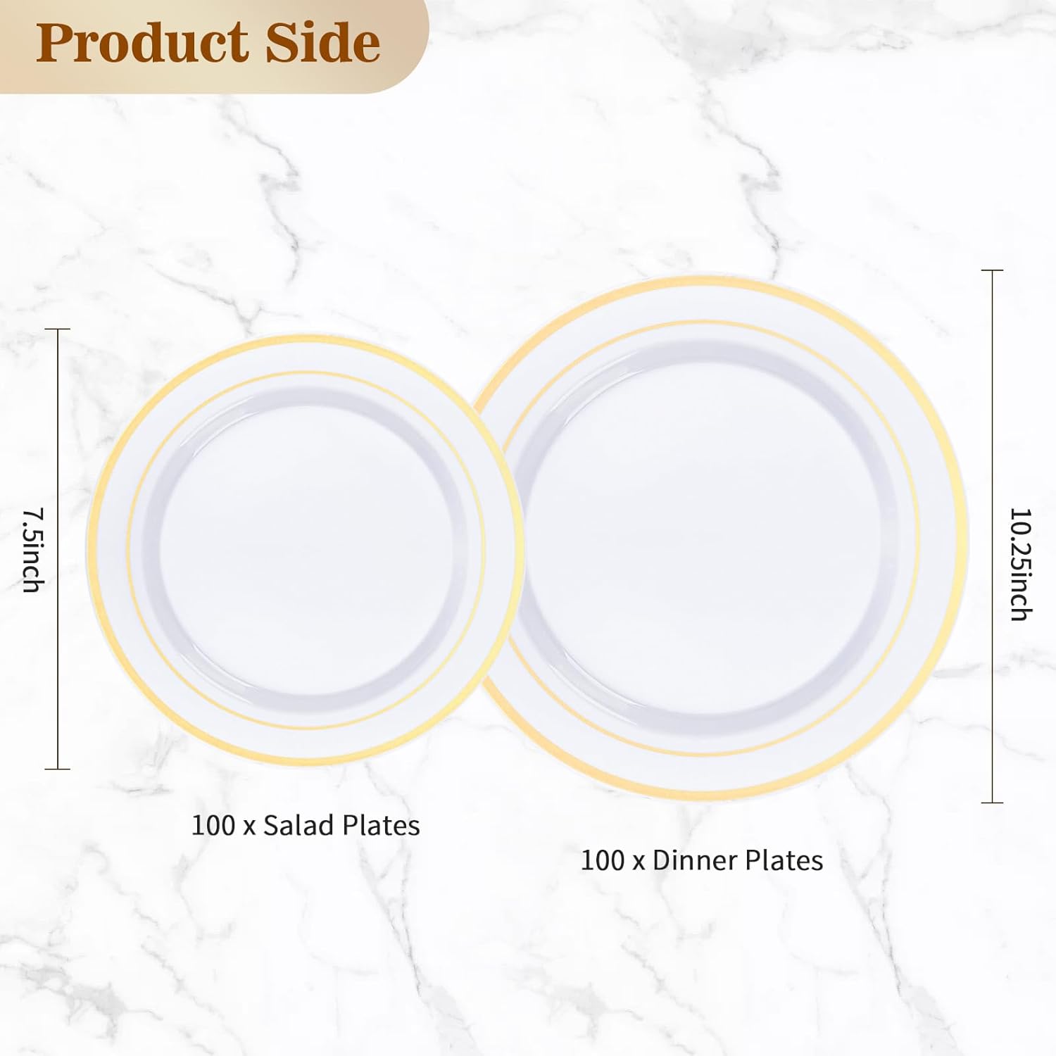 200-Piece Gold Disposable Party Plates – 100 Dinner + 100 Dessert Plates